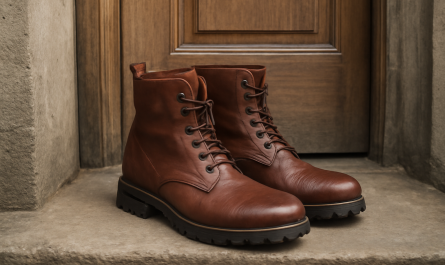 bottines montantes posées près d'une porte