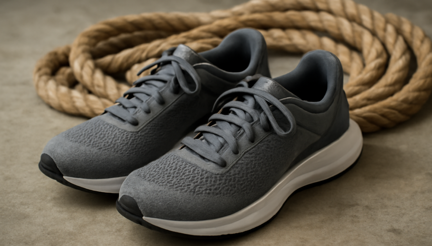 paire de chaussures de sport près d'une corde