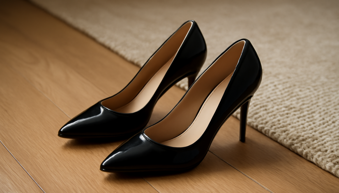 paire d'escarpins posee pres d'un tapis