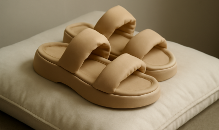sandales rembourrées posées sur coussin