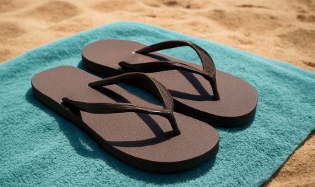 tongs posées sur serviette de plage