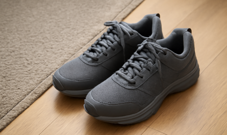 paire de chaussures sport posée près d'un tapis