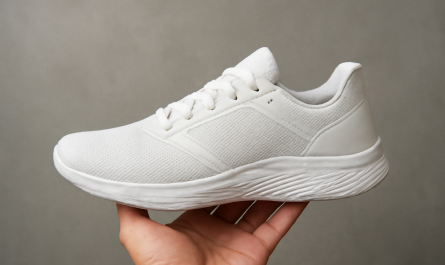 chaussure de sport tenue a la main